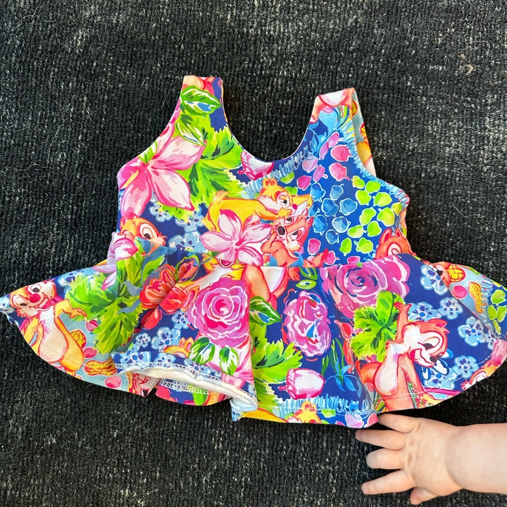 Chip and Dale Floral Kids Peplum Top